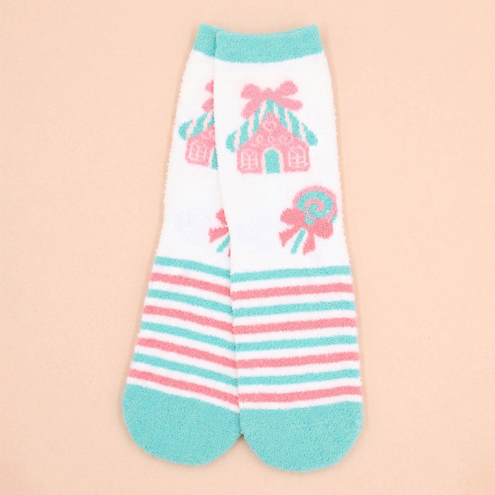 Cozy Pastel Christmas Pattern Soft Crew Socks