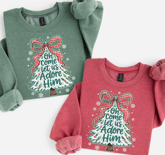 Oh Come Let Us Adore Him - On Watermelon Tee