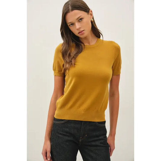 Basic Short Sleeve Sweater Top (MORE COLORS)