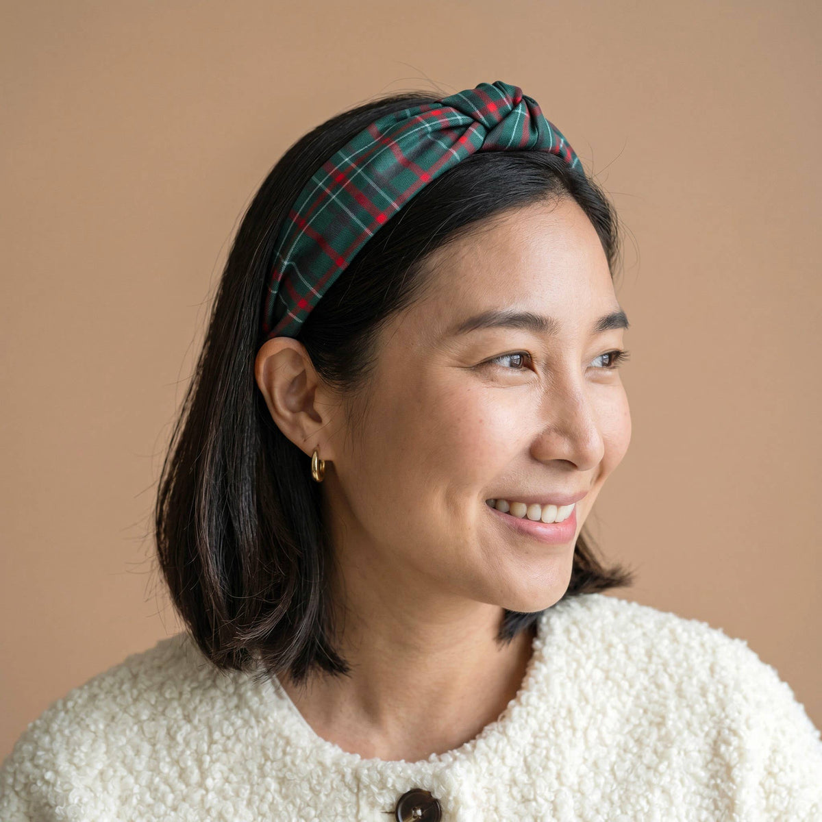 Classic Twist Headband-Evergreen Plaid