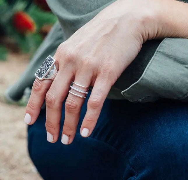 Splendid Iris Triple Layer Ring with Pave