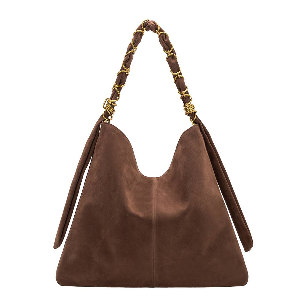 Melie Bianco Venus Chocolate Recycled Suede Tote Bag