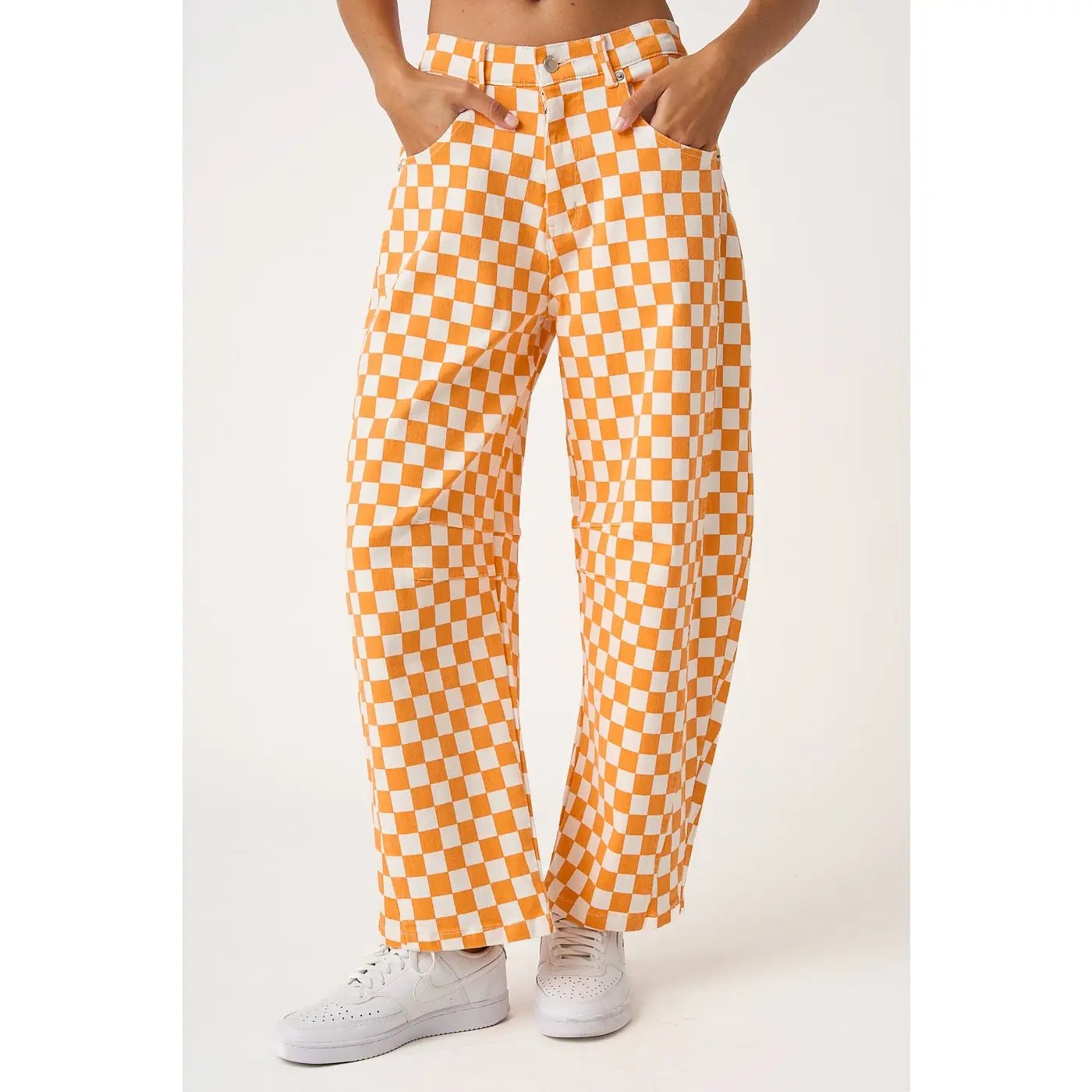 Game Day Checkered Elastic Waist Barrel Pants (MORE COLORS)