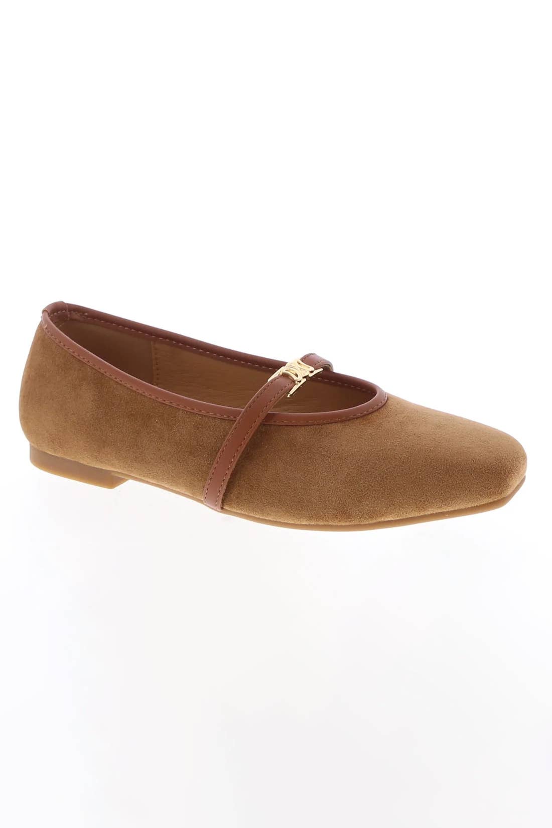 Jamie Suede Square-Toe Mary Jane Flats Buckled Strap