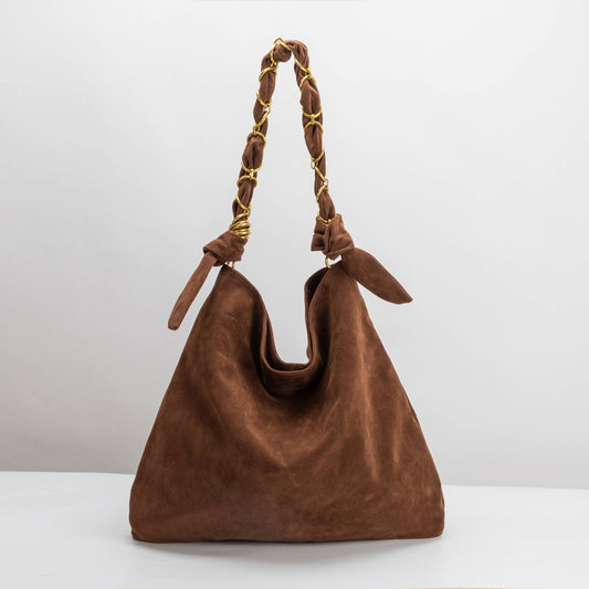 Melie Bianco Venus Chocolate Recycled Suede Tote Bag