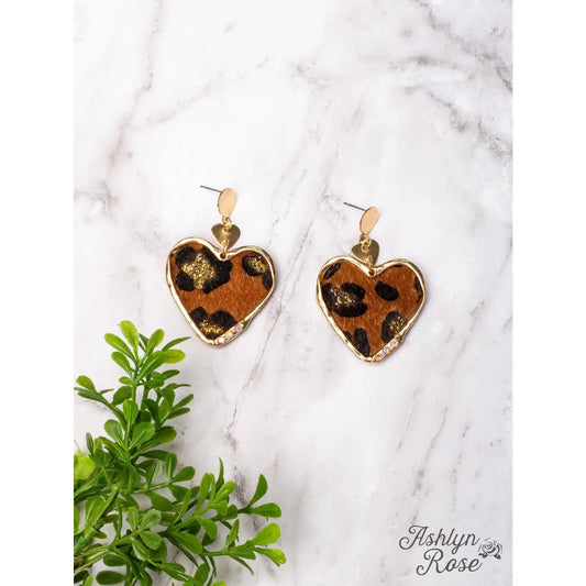 Leopard Heart Earrings