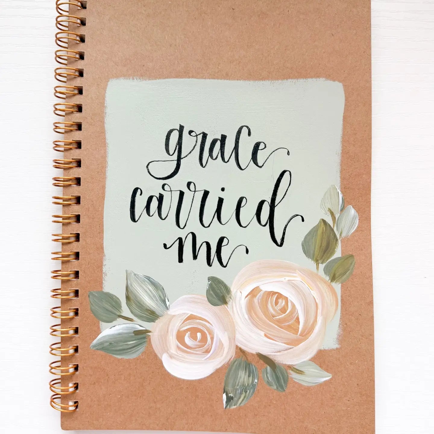 Grace Carried Me, Hand-Painted Spiral Bound Journal