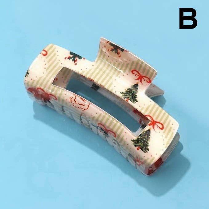 Holiday & Christmas Tree Stripe Hair Claw Clips | 4 Options