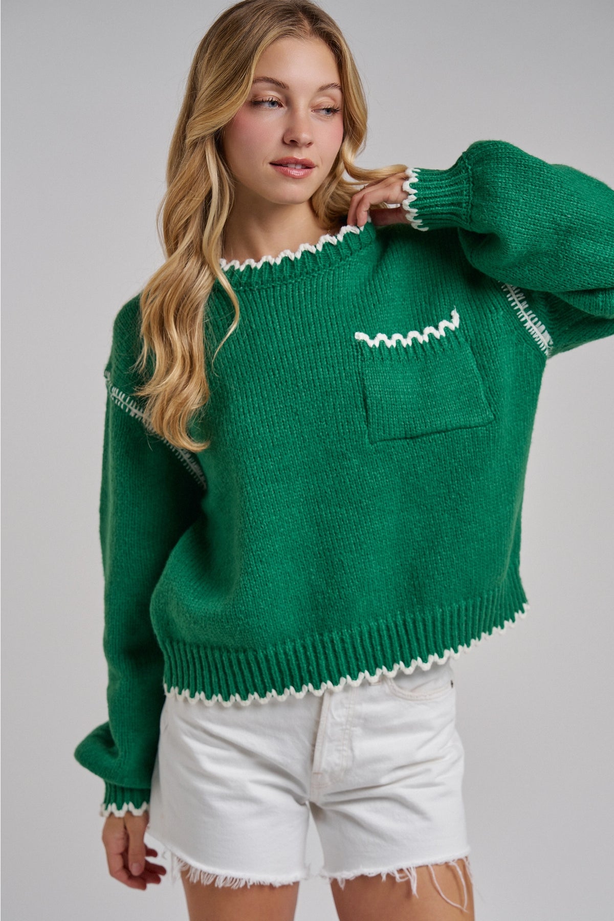 Cozy Holiday Christmas Sweater Top with POCKETS