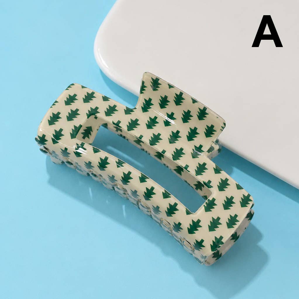 Holiday & Christmas Tree Stripe Hair Claw Clips | 4 Options