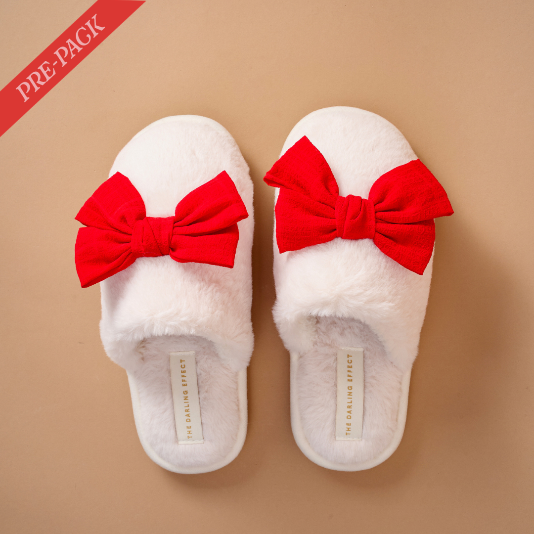On Cloud Nine Slippers - Betty Bow Red