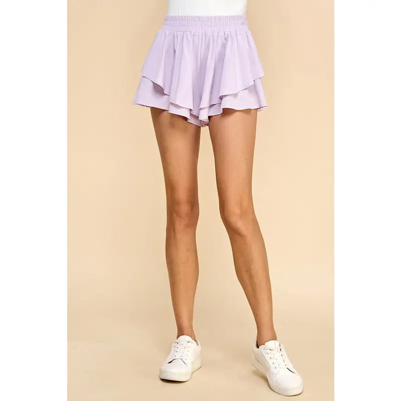 Lavender Tiered Ruffle Shorts