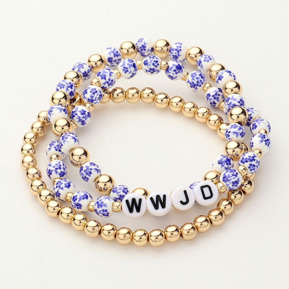 WWJD 3-Piece Stack Bracelet