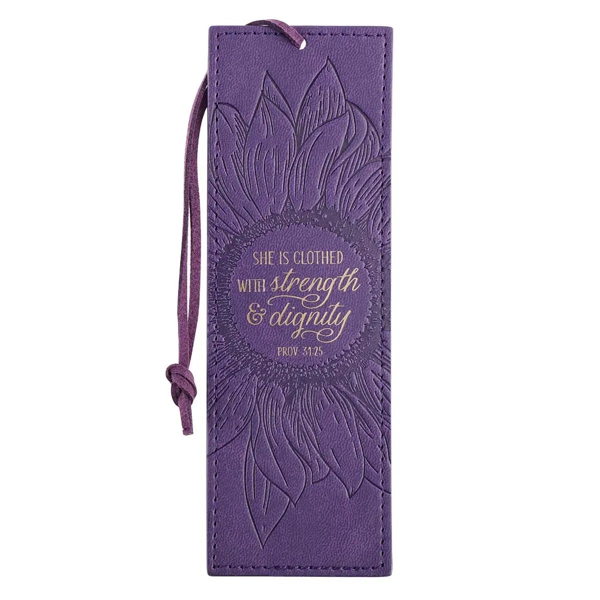 She is Clothed Purple Leather Bookmark