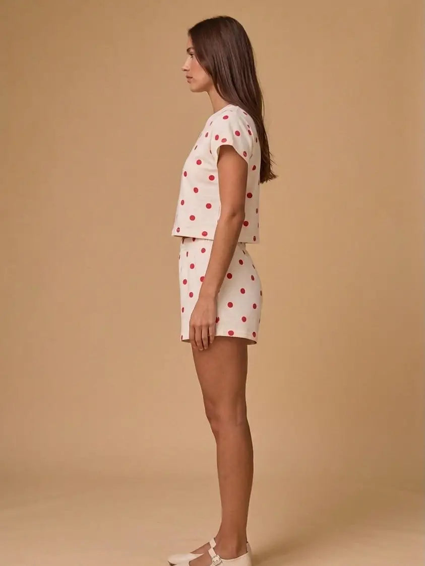 Polka Dot Red Top and Shorts Set
