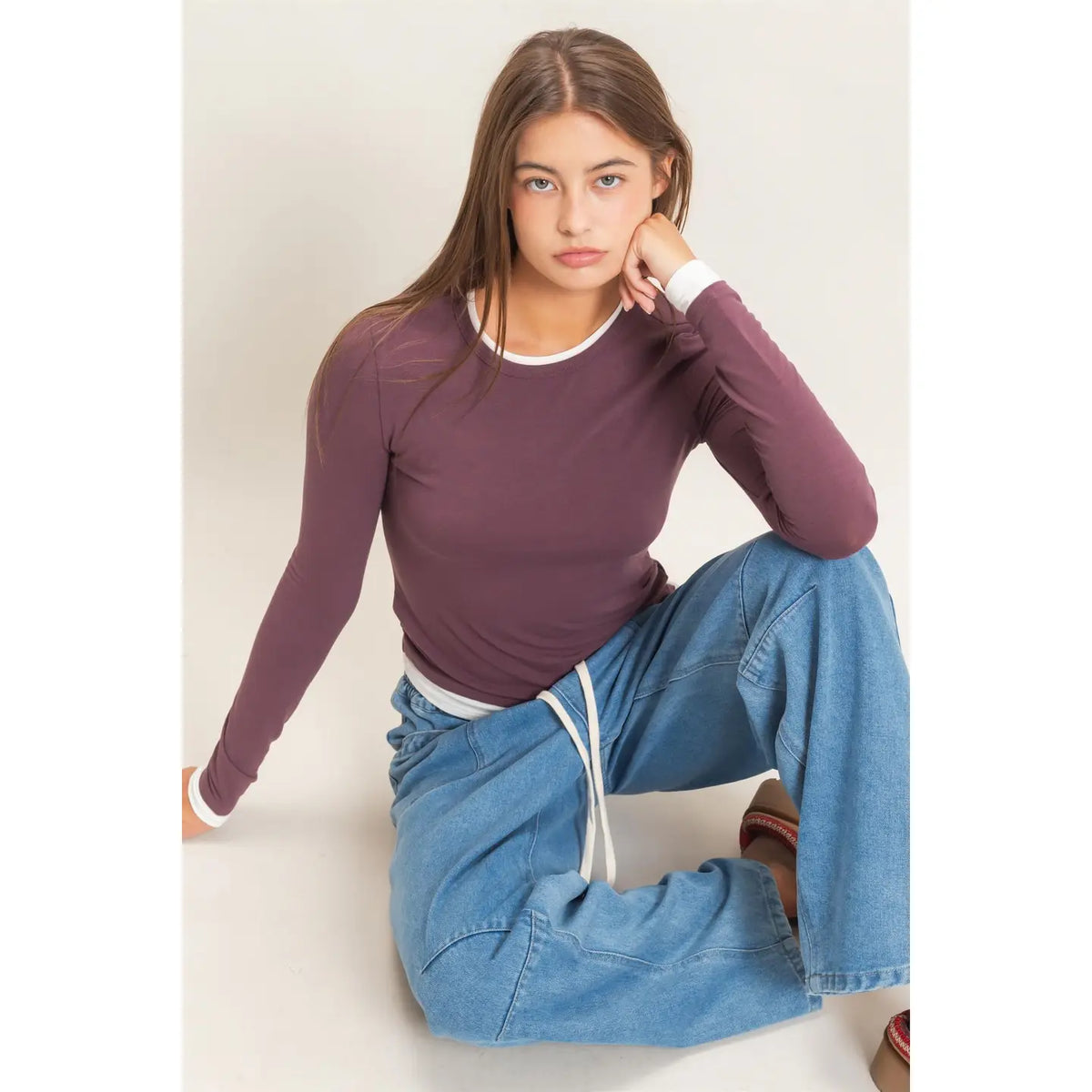Layered Effect Long Sleeve Top | 2 Colors