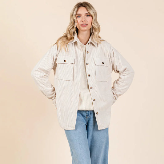 Corduroy Long Sleeve Button Down Shacket