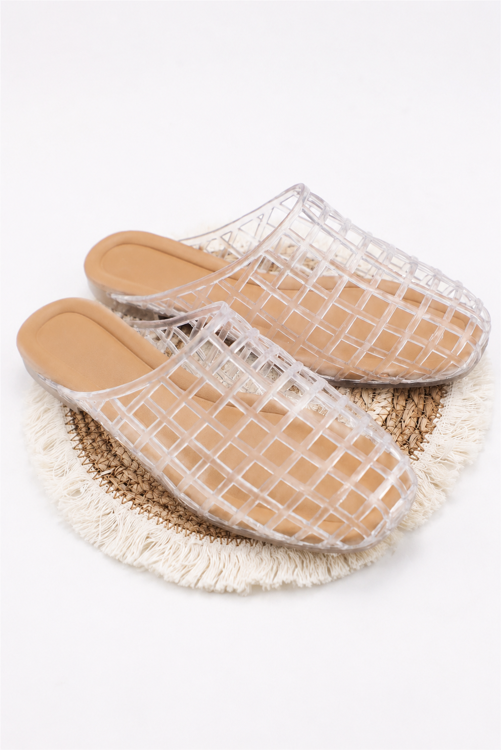Wayne Chic Woven Cage Jelly Slide Mules