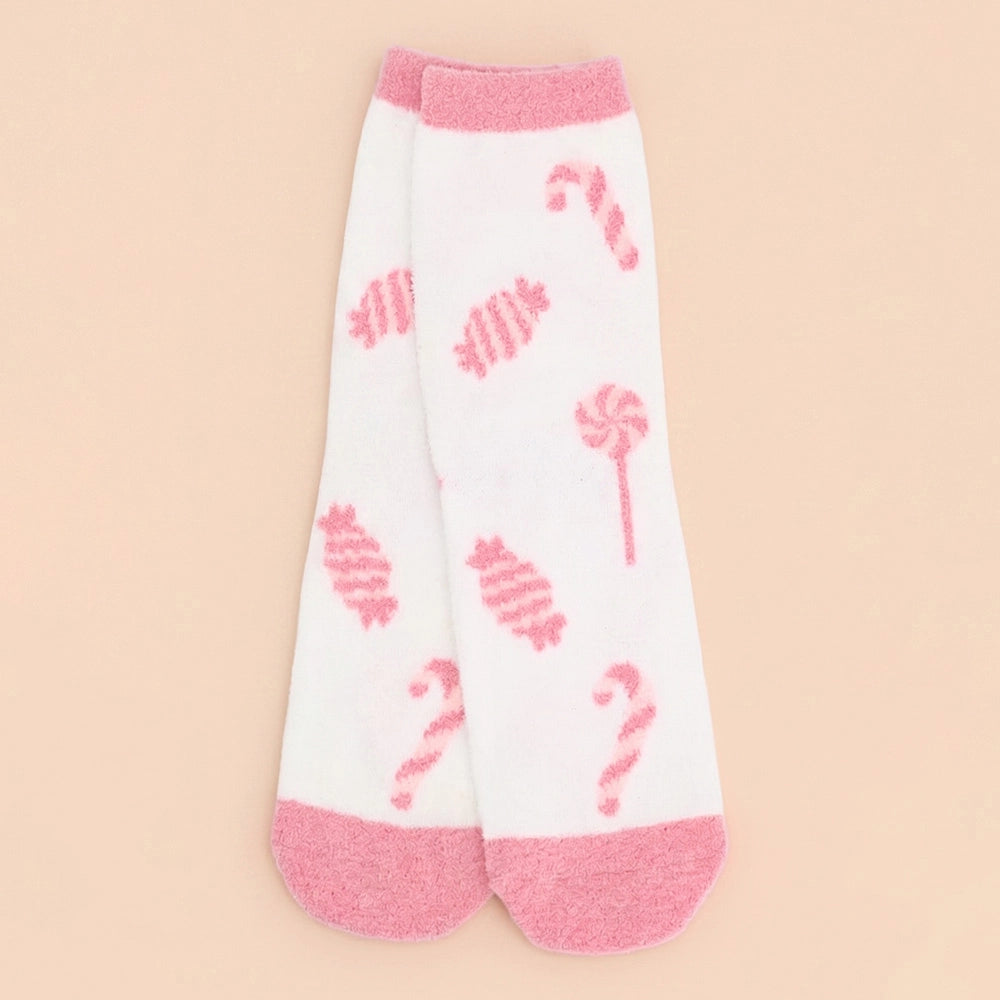 Cozy Pastel Christmas Pattern Soft Crew Socks