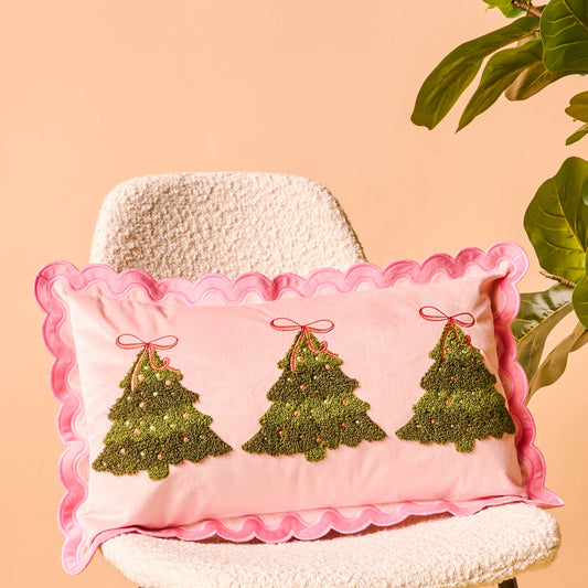 Scalloped Rectangle Throw Pillow - Twinkling Trees