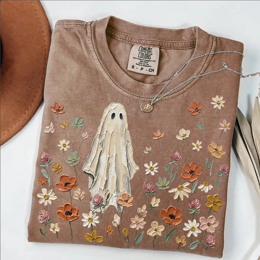 Floral Ghost Spooky Season Graphic Tee