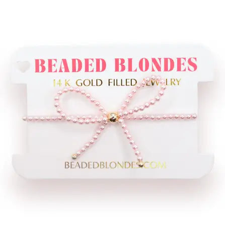 Beaded Blondes Pink Bow Bracelet