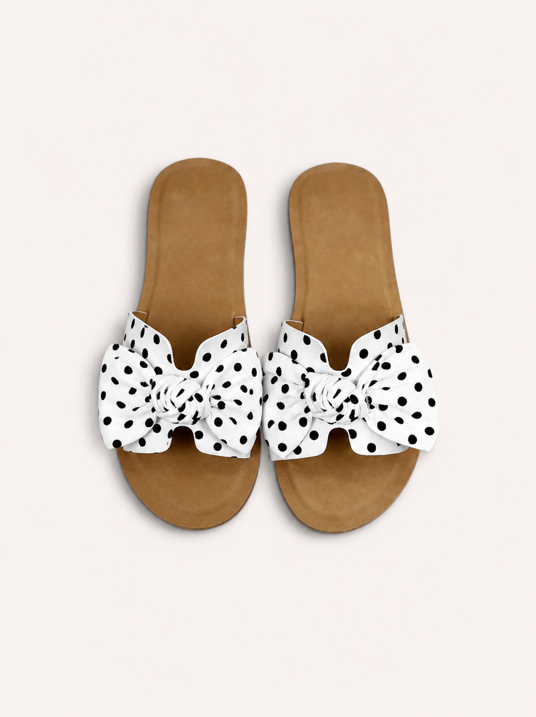 White and Black Polka Dot Bow Sandals