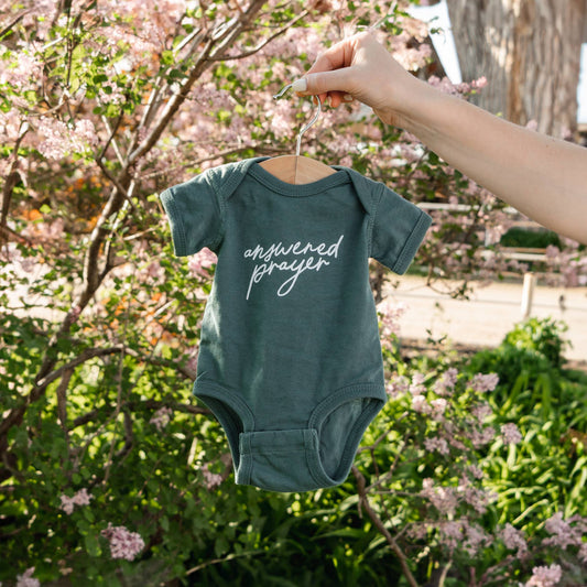 Answered Prayer Baby Bodysuit - Dusty Teal