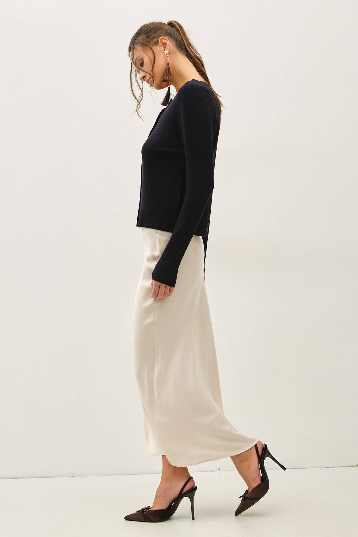 Silky Suede Midi Skirt w/ Elastic Waist | 2 Colors