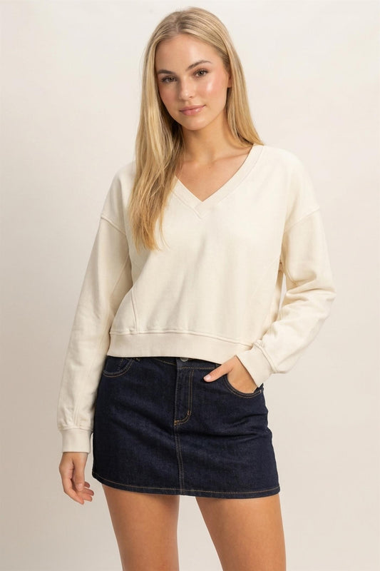 Snow Wash V-neck Sweatshirt