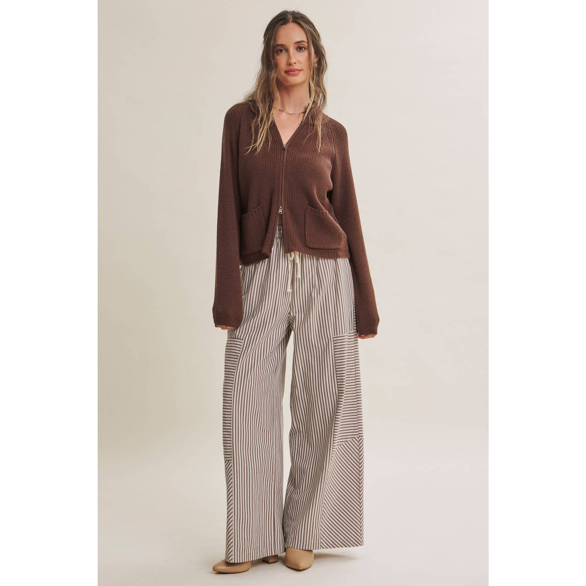 Coffee Before Noon Mixed Stripe Everyday Wide Leg Linen Pants