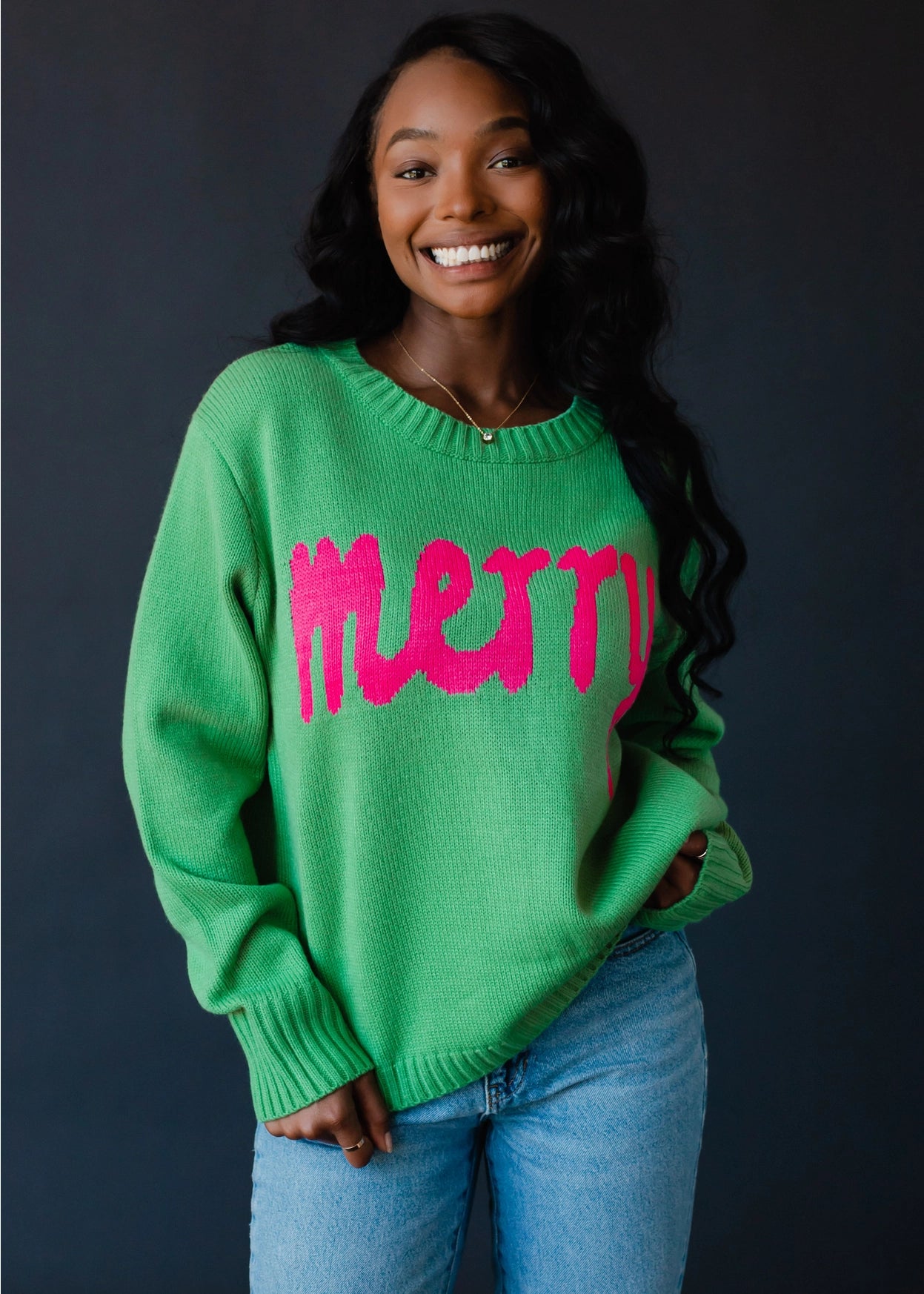 PREORDER - Green Merry Sweater