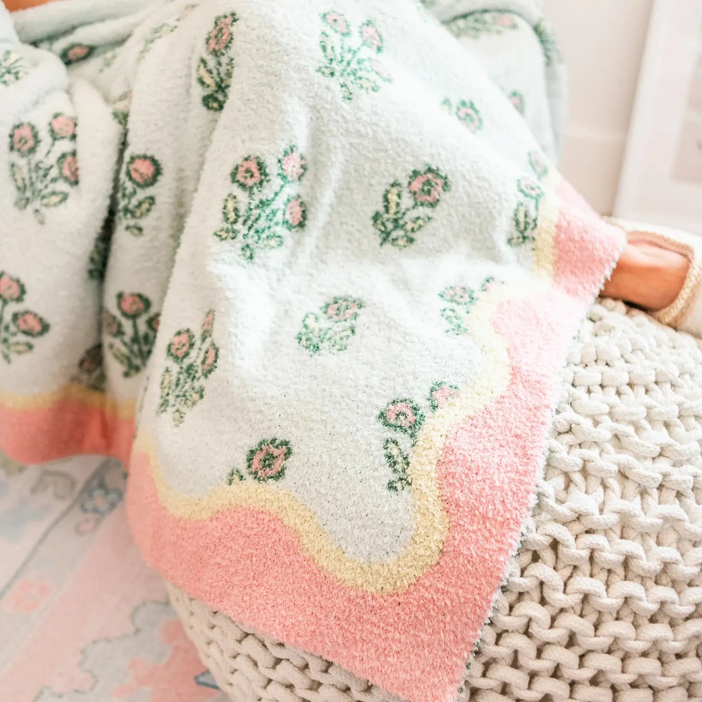 Cabana Floral Patchwork Collection Plush Cozy Throw Blanket
