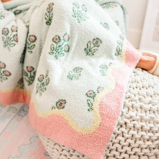 Cabana Floral Patchwork Collection Plush Cozy Throw Blanket