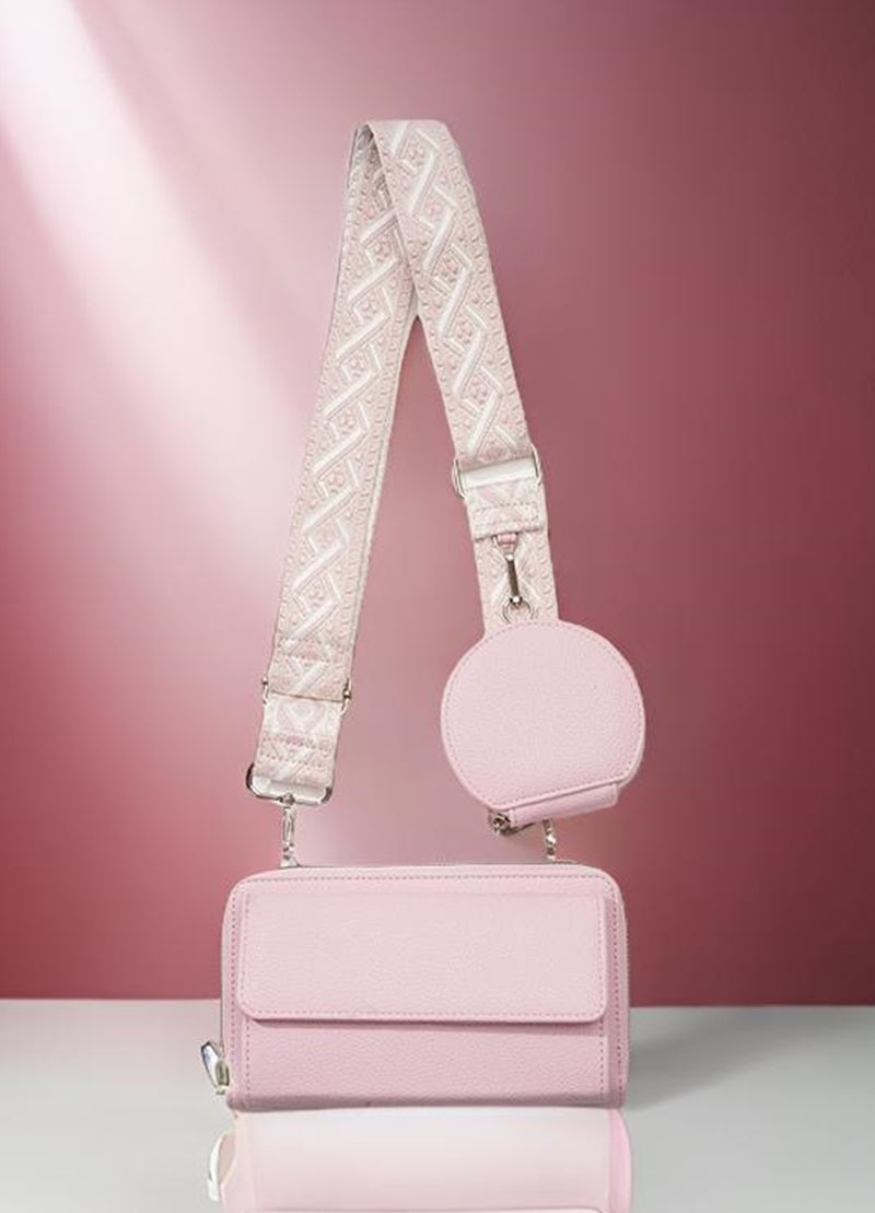 Leather Crossbody Duo Wallet Purse