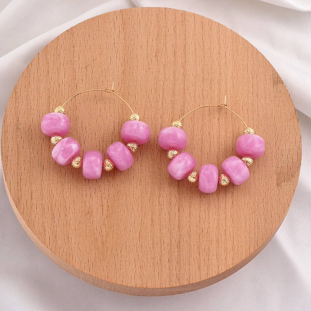 Boho Resin Beaded Hoop Earrings | 3 Color Options