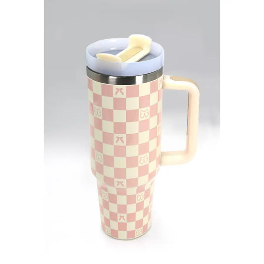 40oz Stainless Steel Checker Bow Tumbler