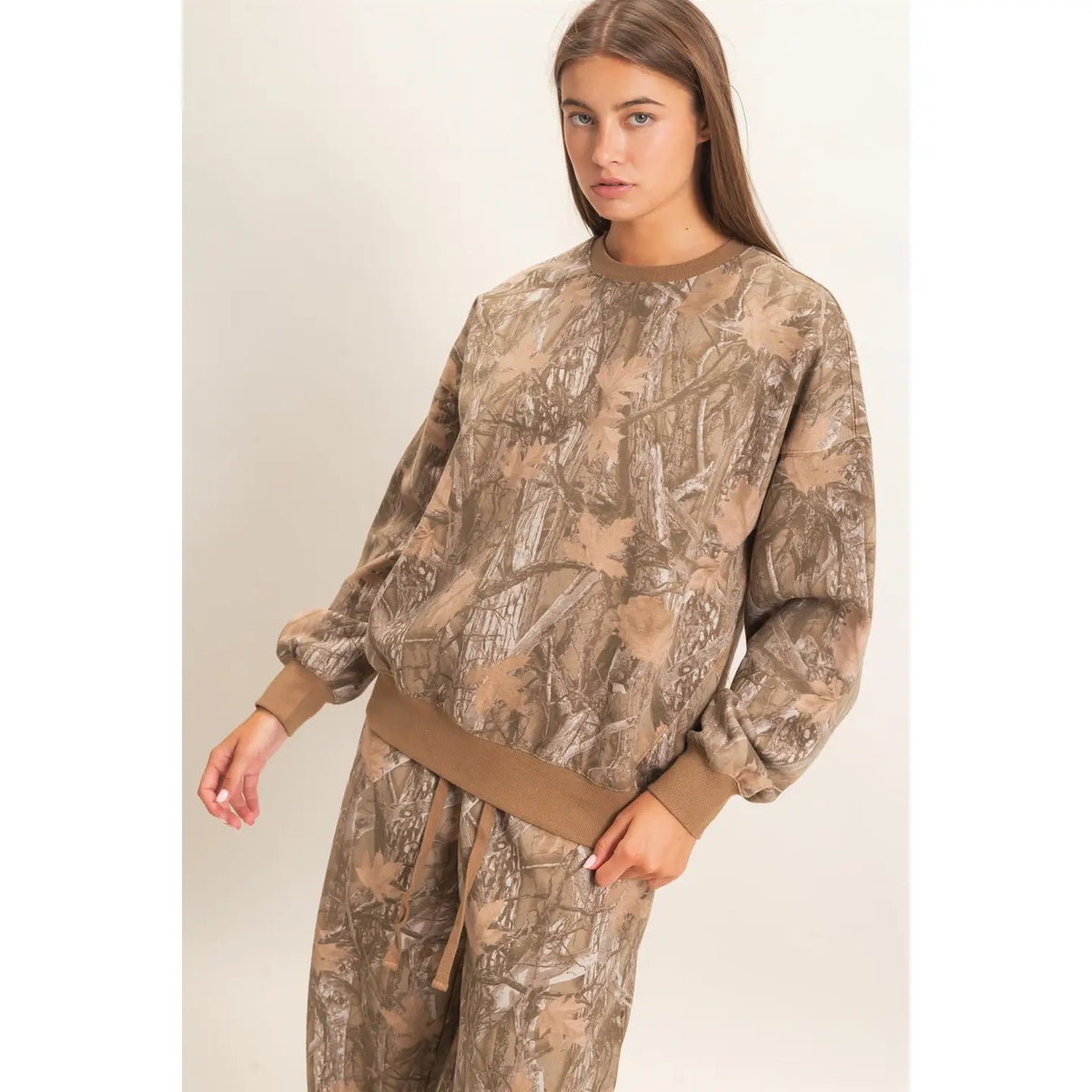 Brown Camo Crew Neck Sweatshirt