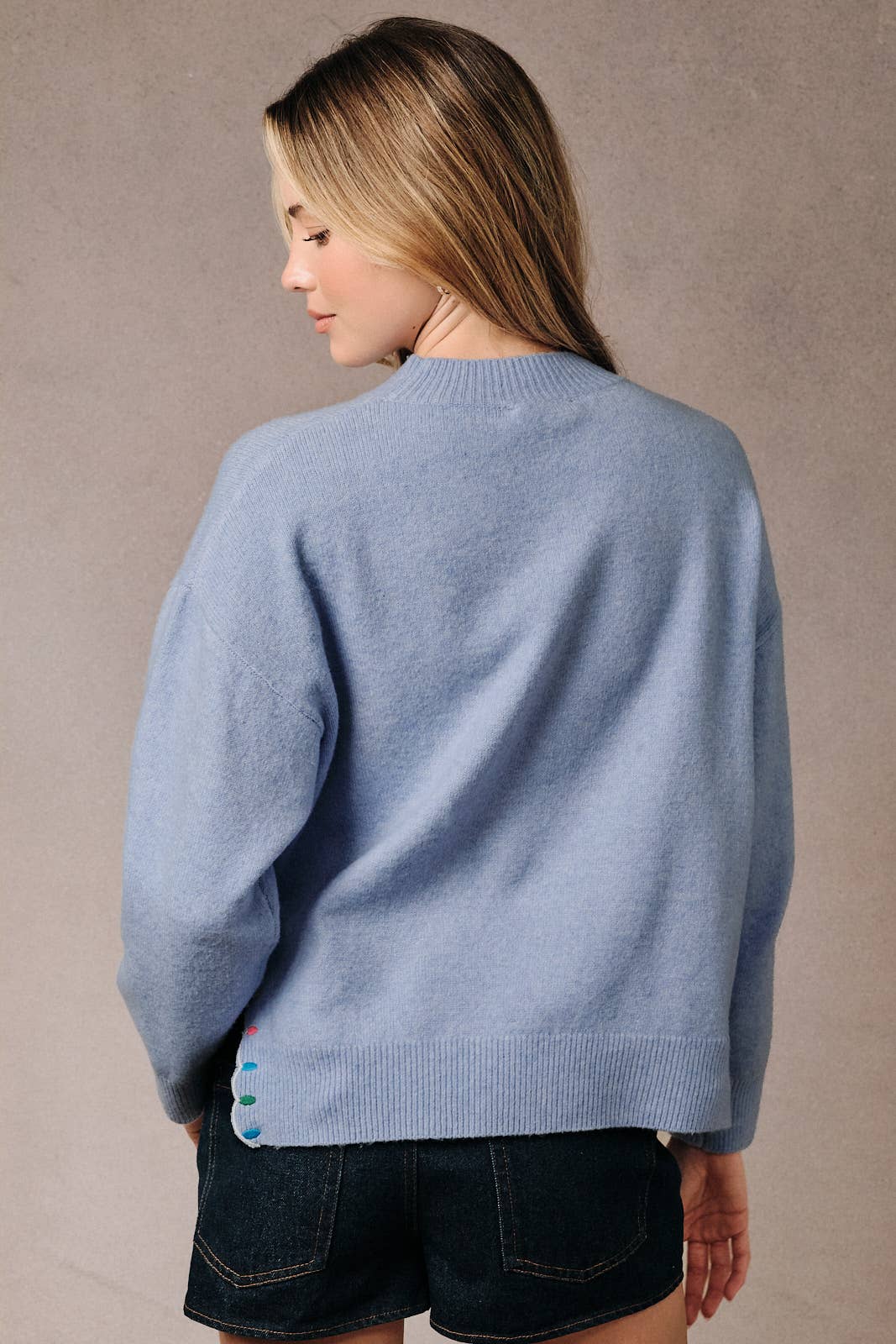 Mock Neck Long Sleeve Peace & Joy Novelty Knit Sweater
