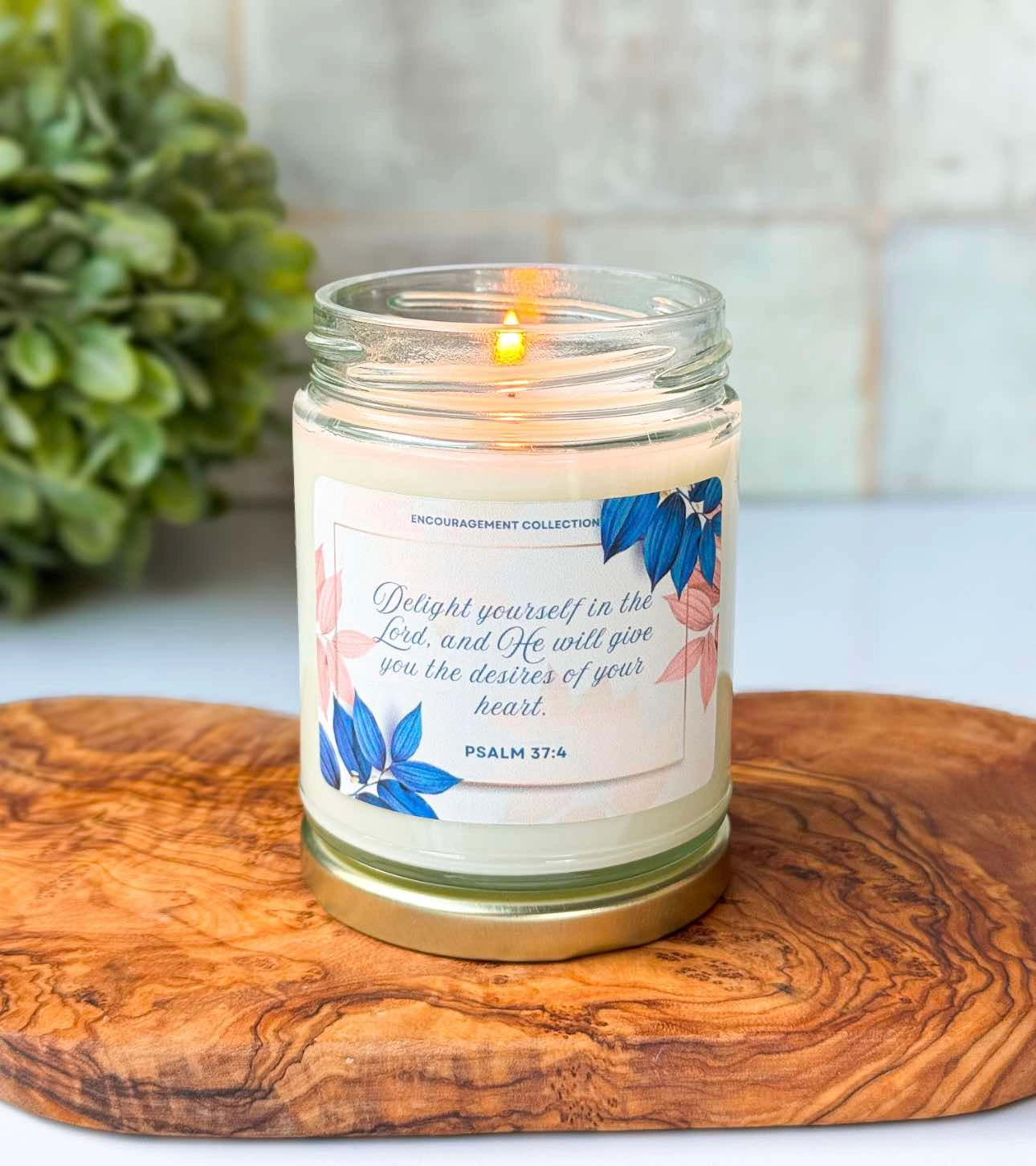 Psalms 37:4 - Bible Verse Candles -7oz. Soy Wax - Coconut Crush