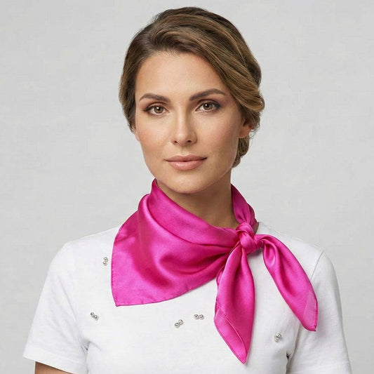 Classic Solid Hot Pink Silk Square Scarf