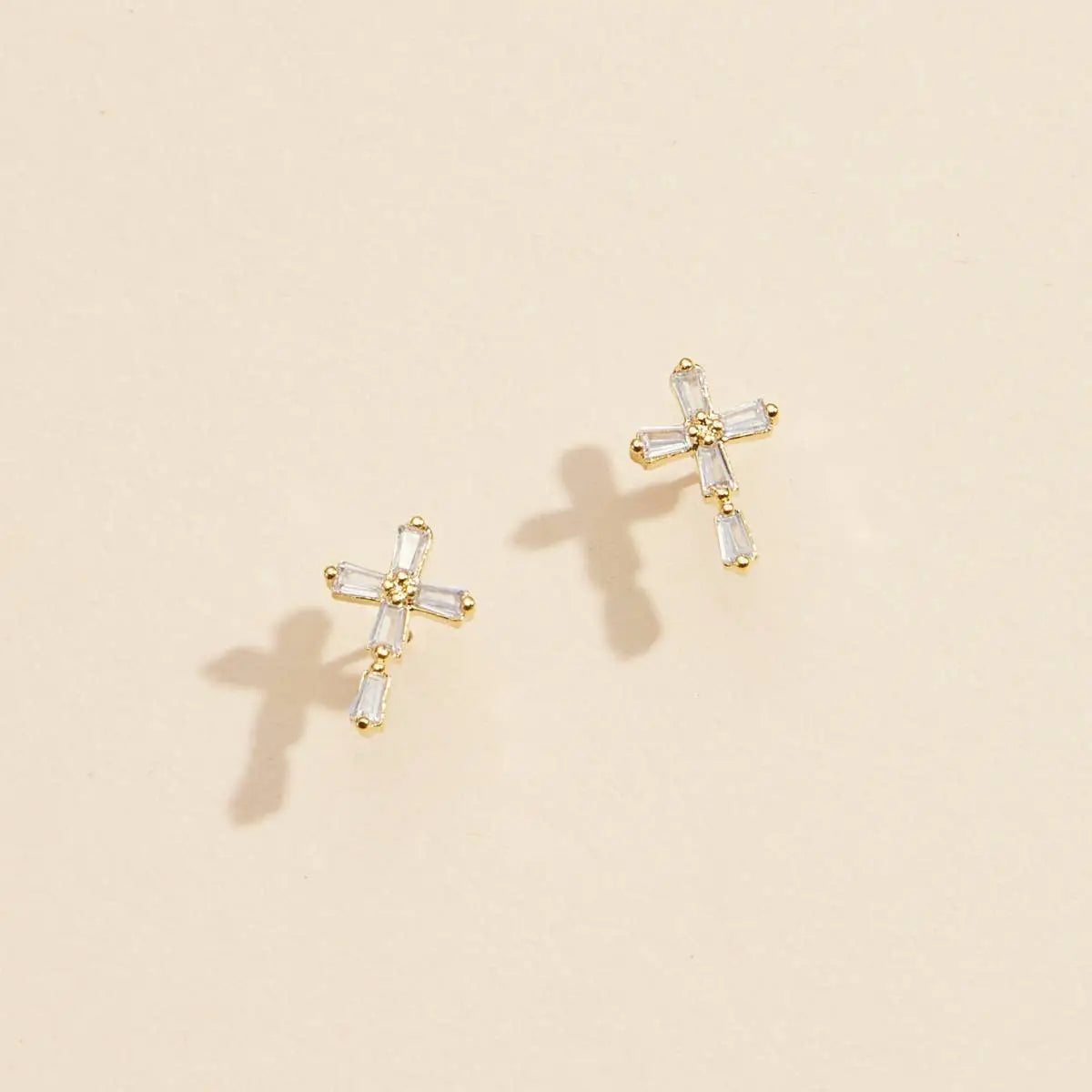 Cross Gold Dipped Stud Earrings