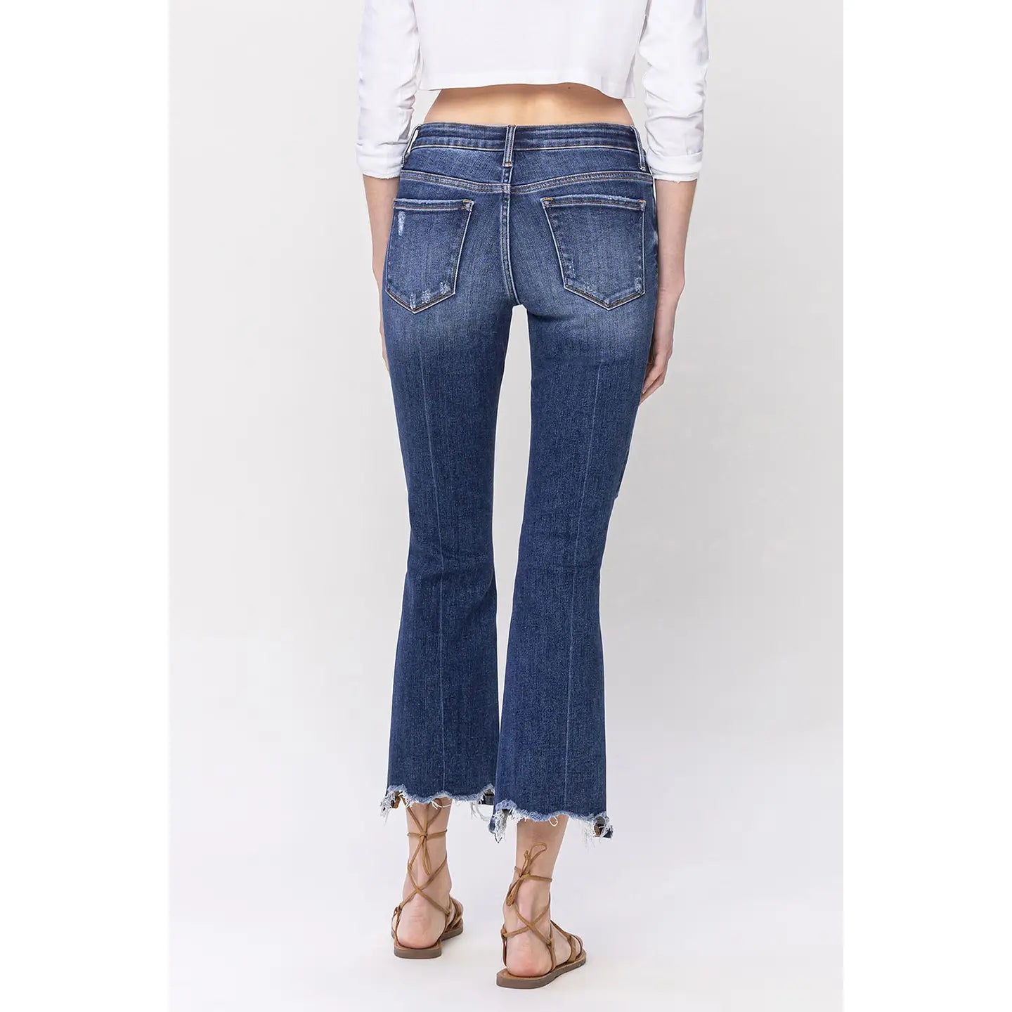 Lovervet Mid Rise Slant Hem Kick Flare Jeans