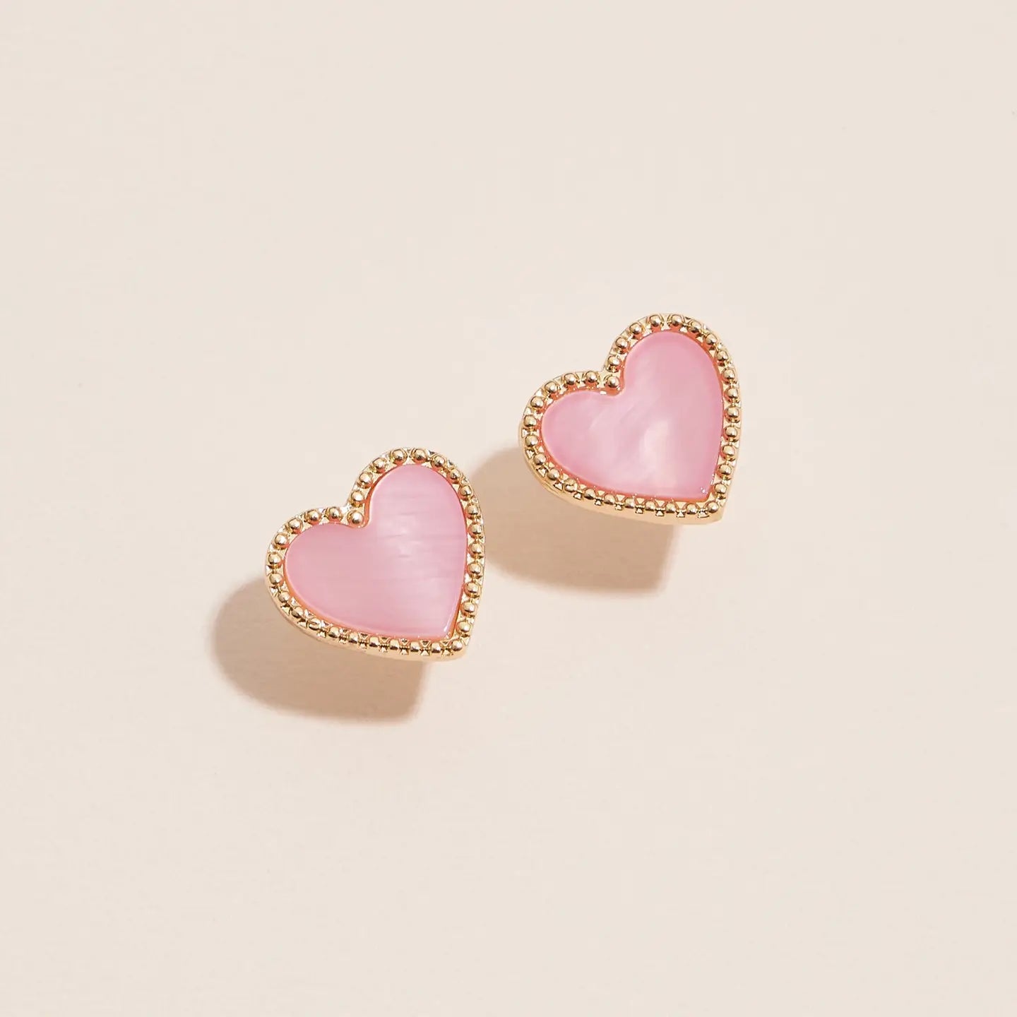 Gold Heart Stud Earrings