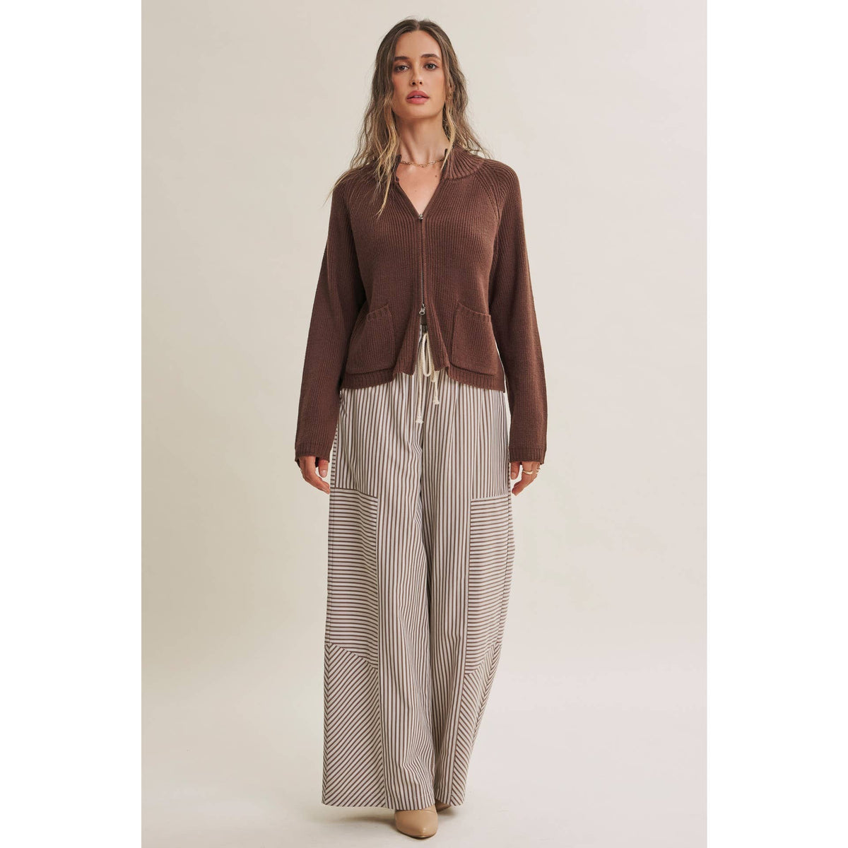 Coffee Before Noon Mixed Stripe Everyday Wide Leg Linen Pants
