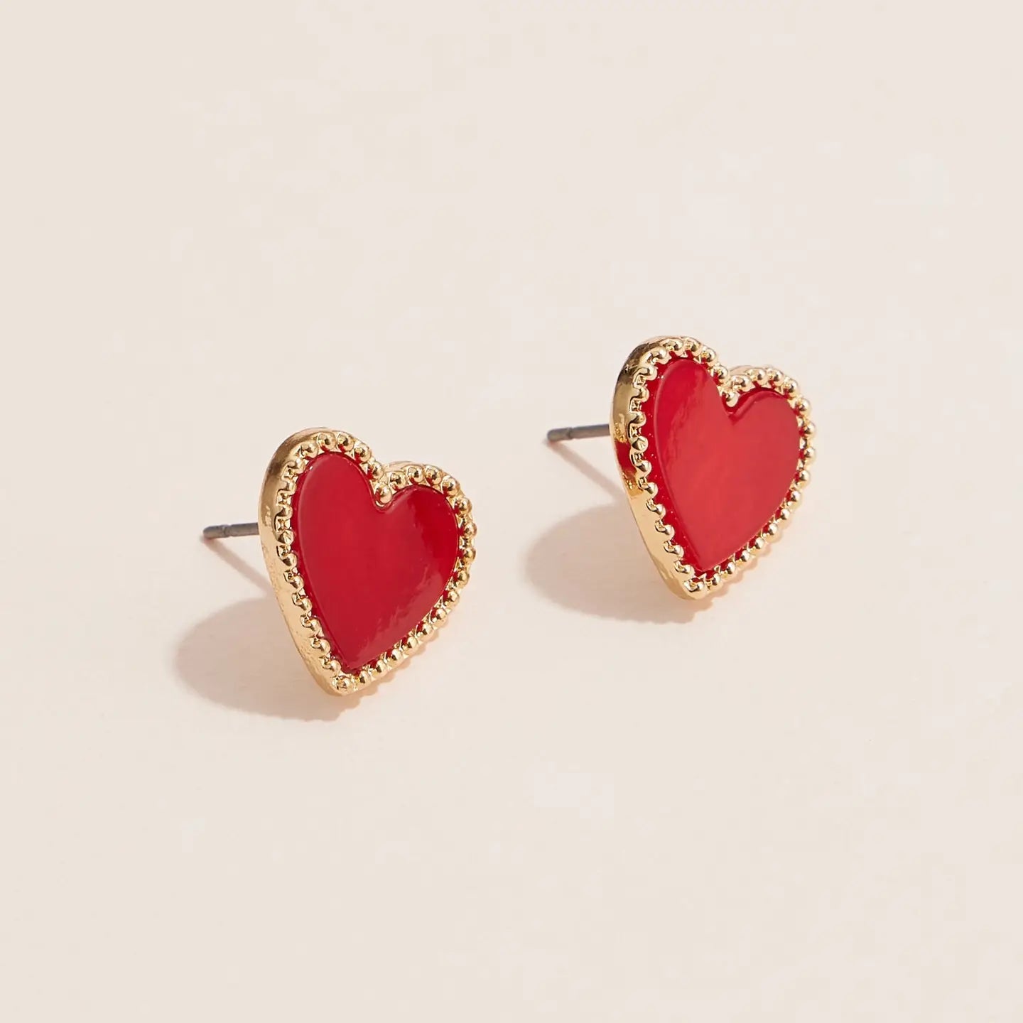 Gold Heart Stud Earrings