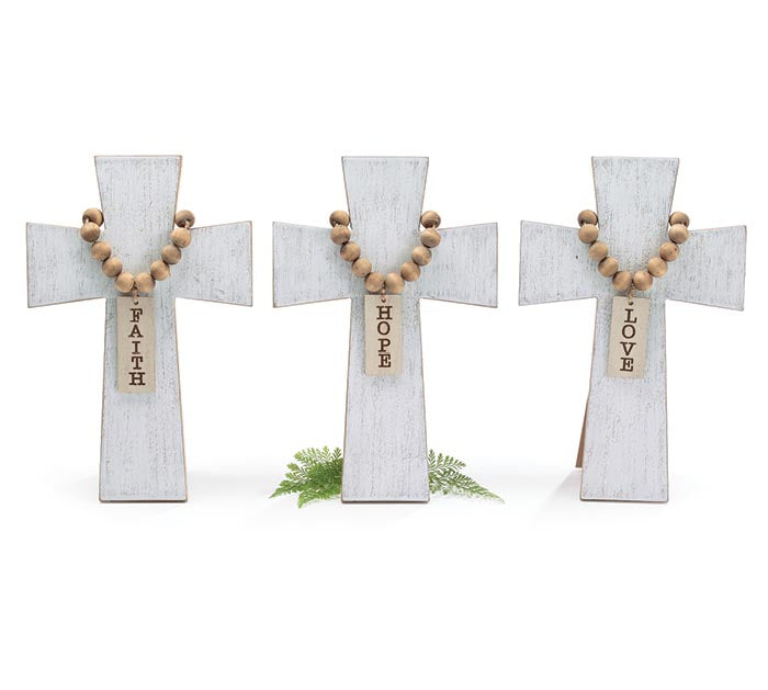 Tabletop Wooden Beaded Cross