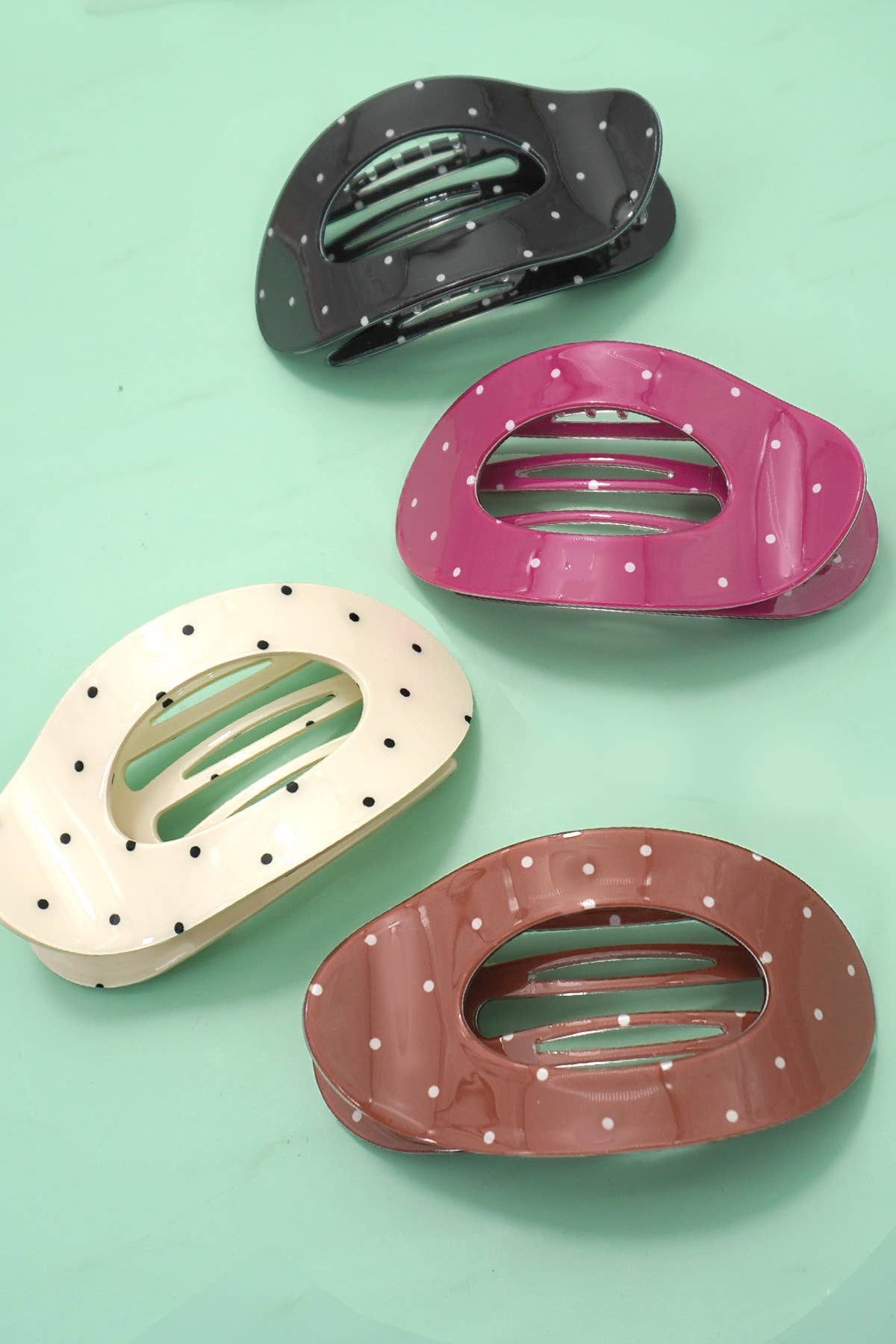 Jumbo Lay Flat Oval Hair Claw Clips Secure Styling | 4 Color Options