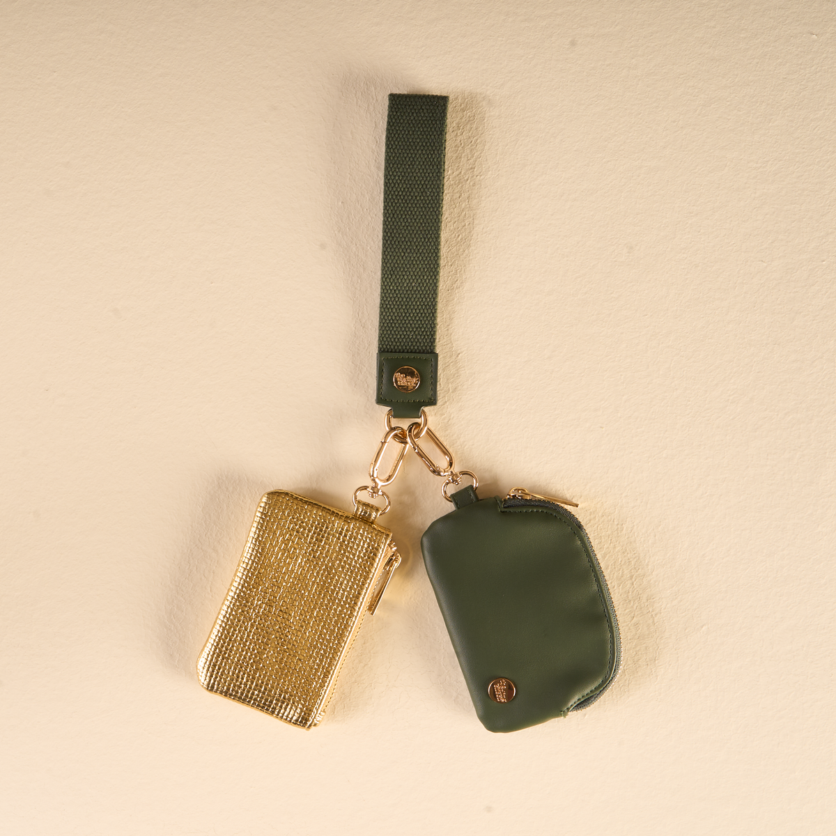 Dynamic Duo Pouch Luxe Wristlet-Evergreen Gold