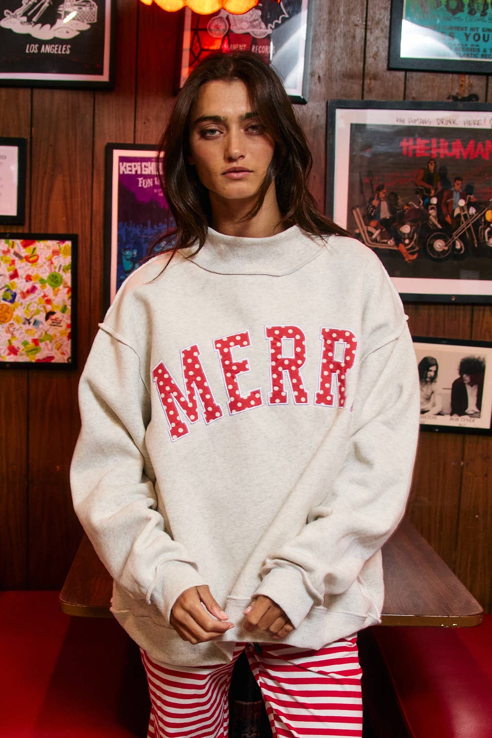 "MERRY" Mock Neck Sweatshirt